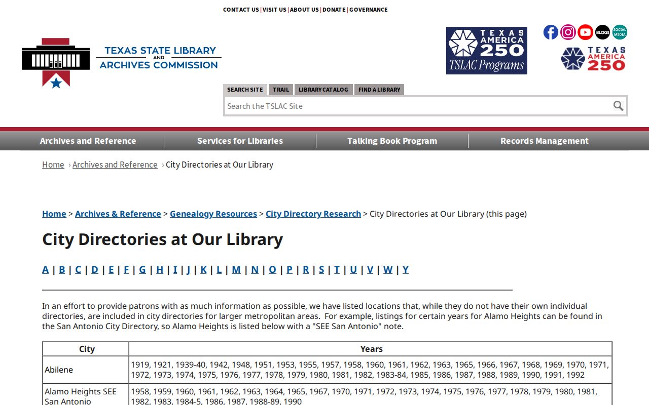 Rosenberg city directory Texas State Library holdings page