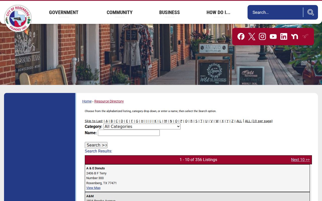 Rosenberg residents directory city resource and department directory