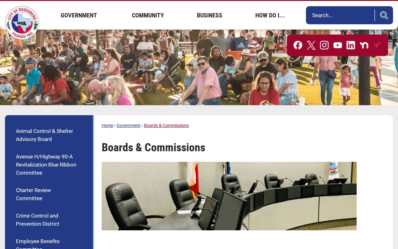 Rosenberg neighbors civic boards and commissions information