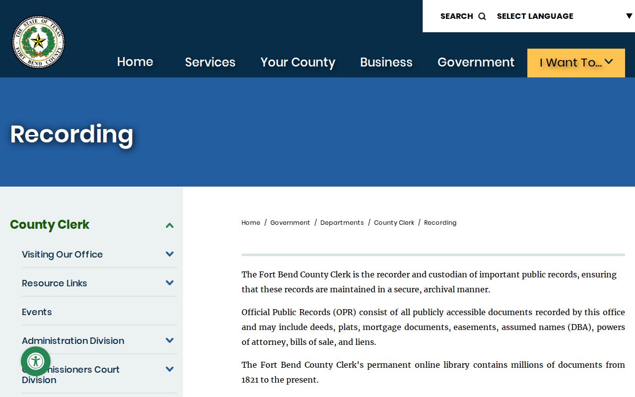 Rosenberg previous residents Fort Bend County Clerk recorded deed search