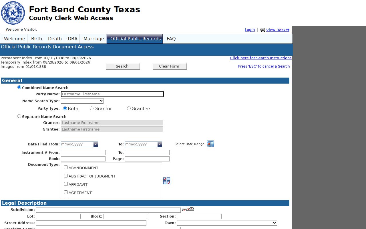 Rosenberg street directory Fort Bend official public real-estate search