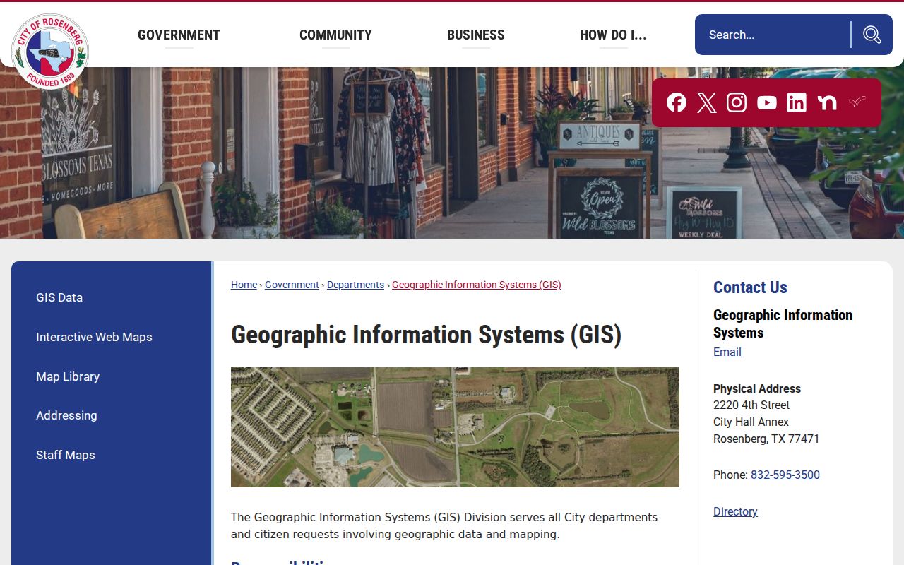 Rosenberg street directory City GIS addressing map